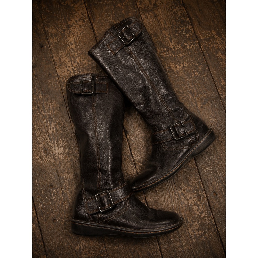 B.O.C. Born Brown Leather Tall Riding Boots Buckle 7.5 Equestrian Boho Fall
